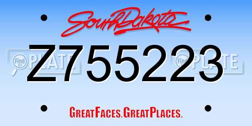 Z755223 South Dakota License Plate