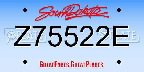 Z75522E South Dakota License Plate