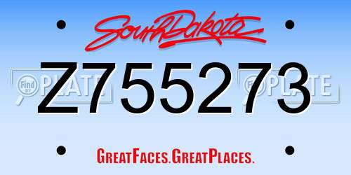 Z755273 South Dakota License Plate
