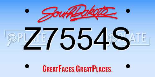 Z7554S South Dakota License Plate