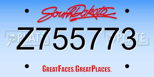 Z755773 South Dakota License Plate
