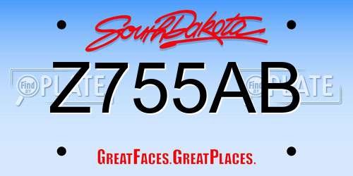 Z755AB South Dakota License Plate