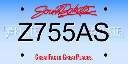 Z755AS South Dakota License Plate