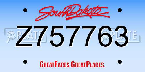 Z757763 South Dakota License Plate