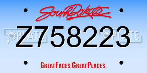 Z758223 South Dakota License Plate