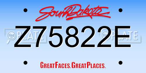 Z75822E South Dakota License Plate