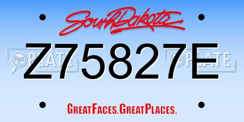 Z75827E South Dakota License Plate