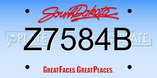 Z7584B South Dakota License Plate