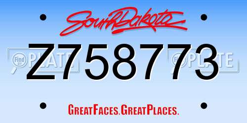 Z758773 South Dakota License Plate