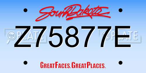 Z75877E South Dakota License Plate