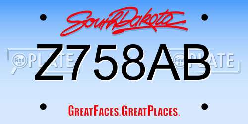 Z758AB South Dakota License Plate