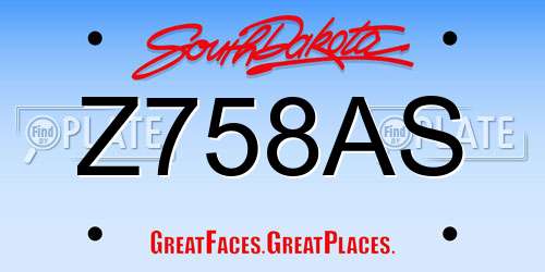 Z758AS South Dakota License Plate
