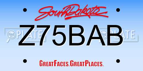 Z75BAB South Dakota License Plate