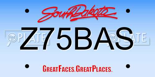 Z75BAS South Dakota License Plate