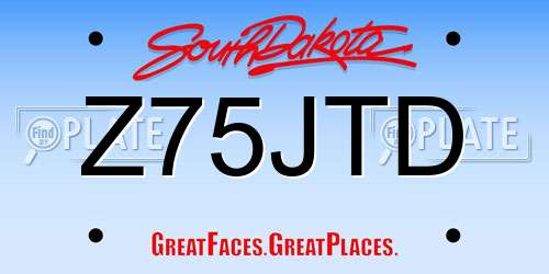Z75JTD South Dakota License Plate