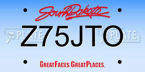 Z75JTO South Dakota License Plate