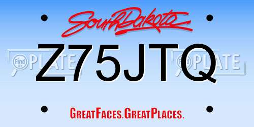 Z75JTQ South Dakota License Plate