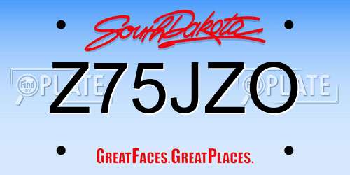 Z75JZO South Dakota License Plate