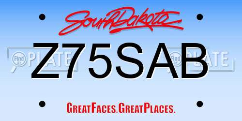 Z75SAB South Dakota License Plate