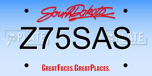 Z75SAS South Dakota License Plate