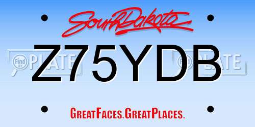 Z75YDB South Dakota License Plate