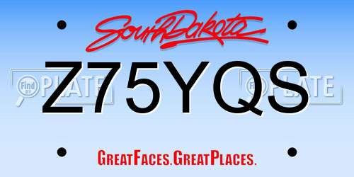 Z75YQS South Dakota License Plate