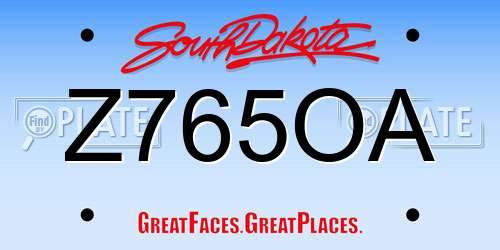 Z765OA South Dakota License Plate