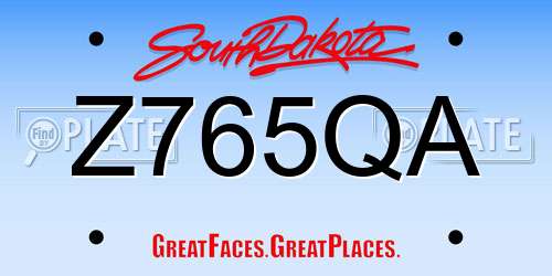 Z765QA South Dakota License Plate