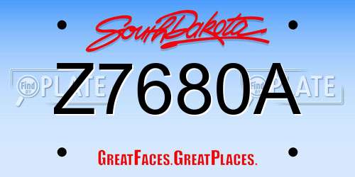 Z7680A South Dakota License Plate