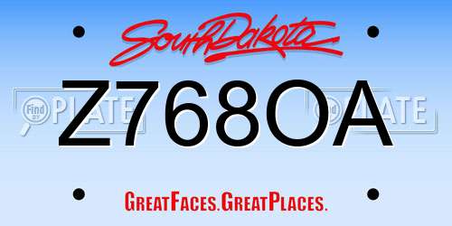 Z768OA South Dakota License Plate