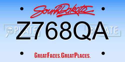 Z768QA South Dakota License Plate