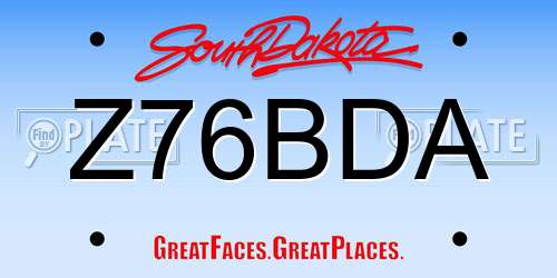 Z76BDA South Dakota License Plate