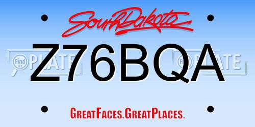 Z76BQA South Dakota License Plate