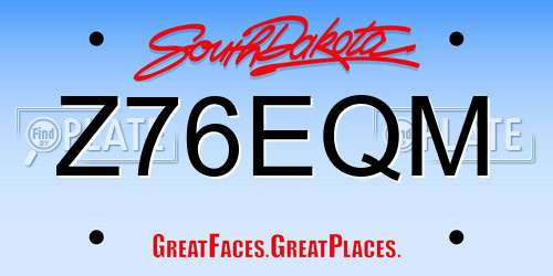 Z76EQM South Dakota License Plate