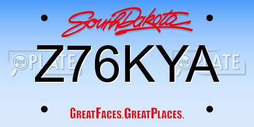 Z76KYA South Dakota License Plate
