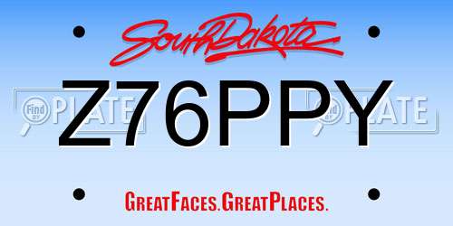 Z76PPY South Dakota License Plate