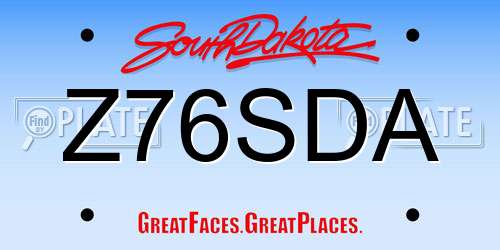 Z76SDA South Dakota License Plate