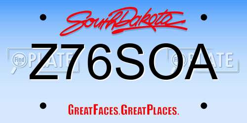 Z76SOA South Dakota License Plate