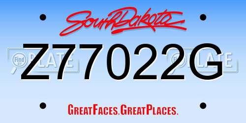 Z77022G South Dakota License Plate
