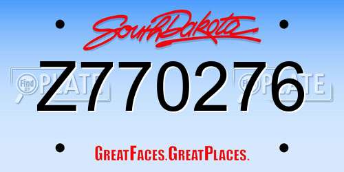 Z770276 South Dakota License Plate