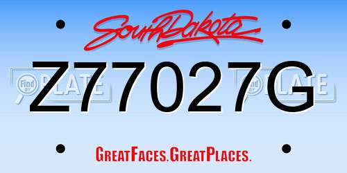 Z77027G South Dakota License Plate