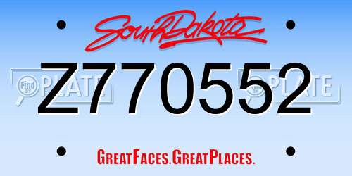 Z770552 South Dakota License Plate