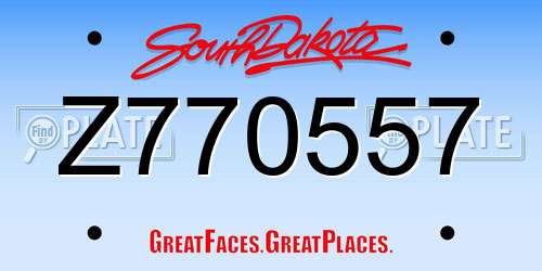 Z770557 South Dakota License Plate