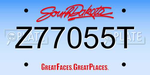Z77055T South Dakota License Plate