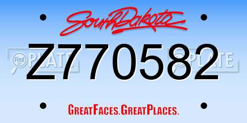 Z770582 South Dakota License Plate
