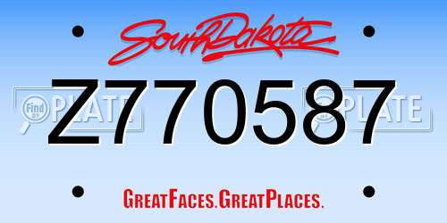 Z770587 South Dakota License Plate