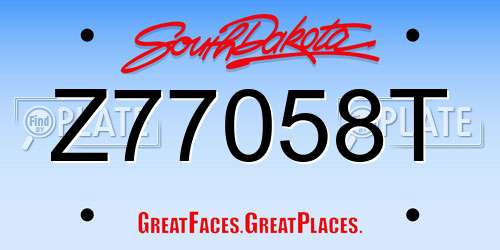 Z77058T South Dakota License Plate