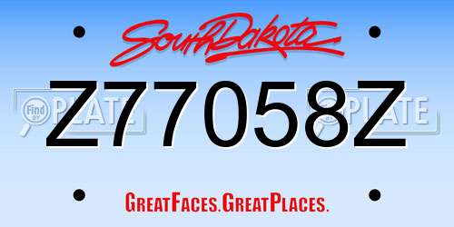 Z77058Z South Dakota License Plate