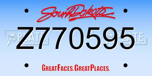 Z770595 South Dakota License Plate