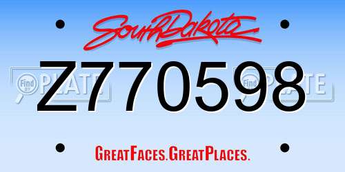Z770598 South Dakota License Plate